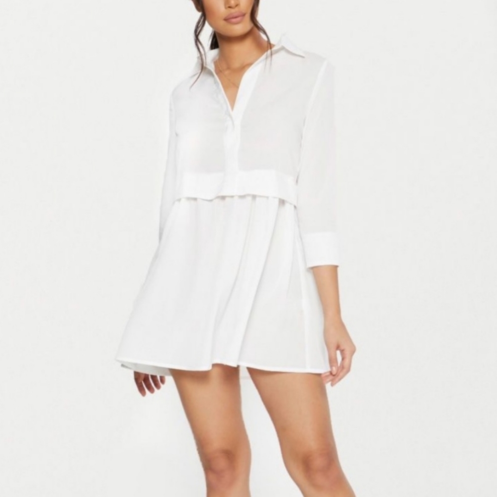 PrettyLittleThing White Shirt Dress